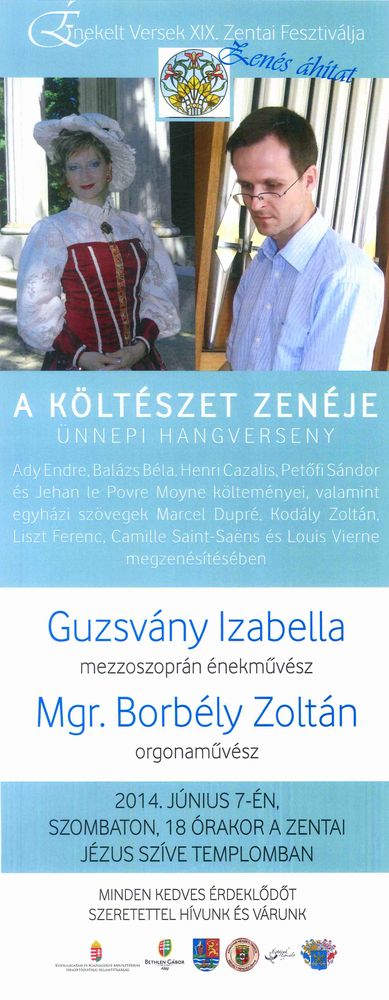 „Énekelt versek fesztiválja – Festival pevane poezije”, Crkva Srca Isusova / Jézus Szíve templom, Serbia (2014) / F.Liszt, Z.Kodály, L.Vierne, M.Dupré, C.Saint-Saëns
