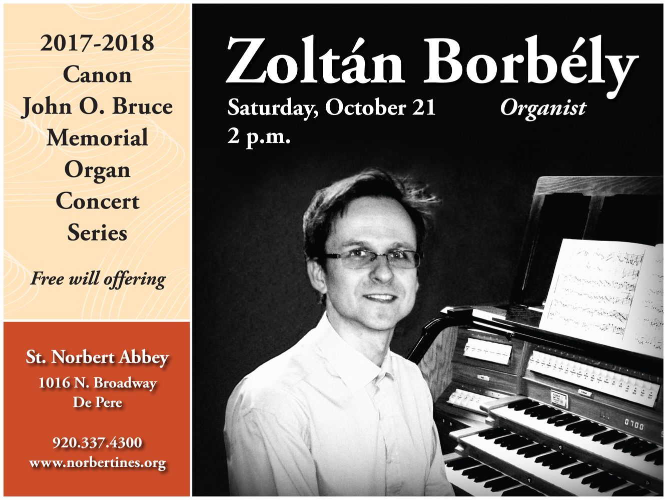 Canon John O. Bruce Memorial Concert Series, St. Norberth Abbey, De Pere, U.S.A. (2017) / de Grigny, J.S.Bach, G.Pierné, J.Alain, M.Duruflé