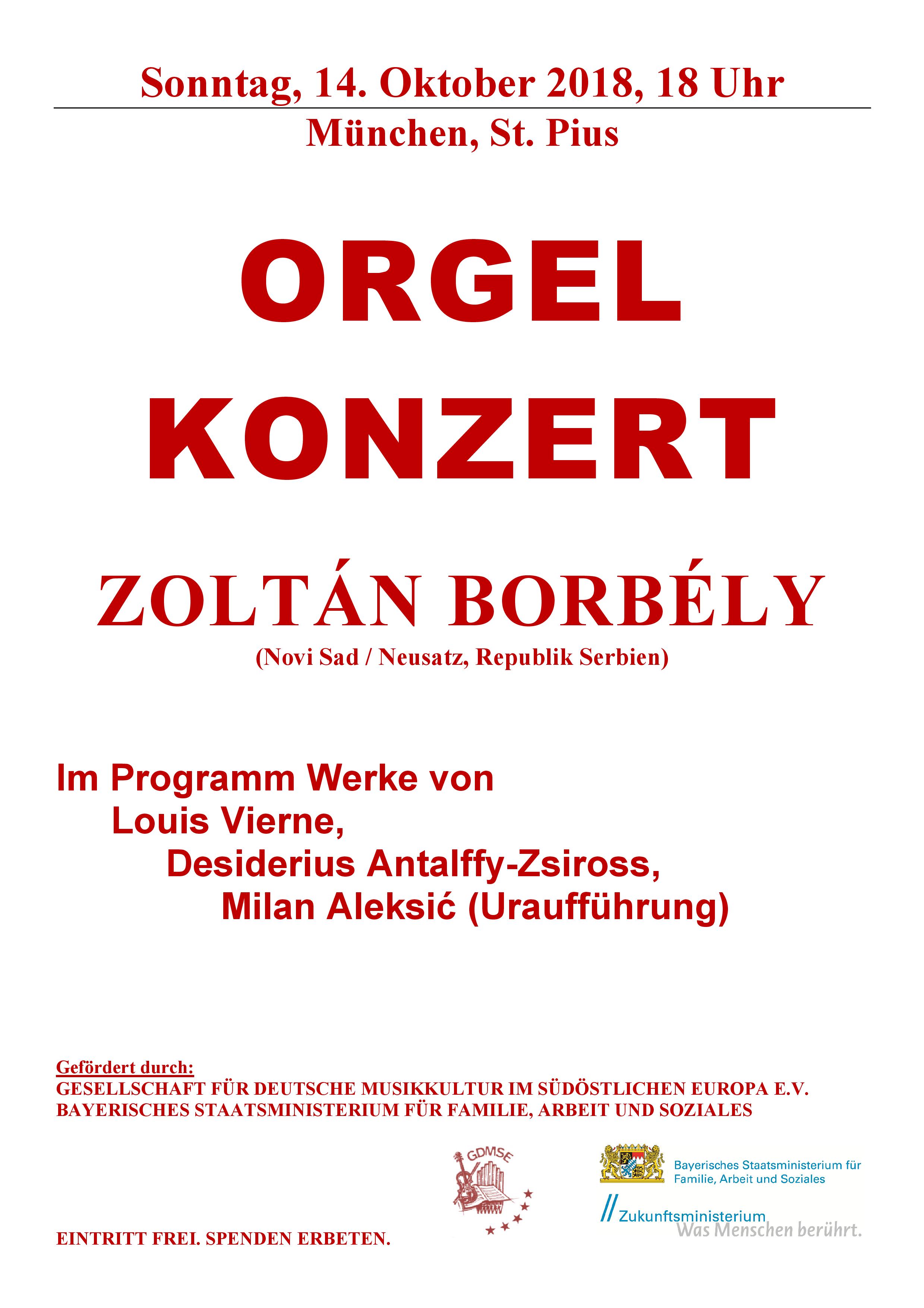 Orgelkonzert, St. Pius Kirche, München, Deutschland (2018) / D.Antalffy-Zsiross, M.Aleksić, L.Vierne