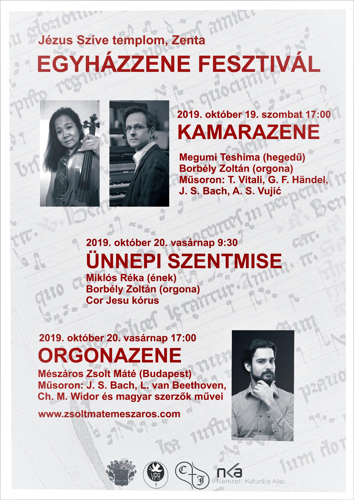 Chamber music concert on the Church Music Festival in Senta (2019) / Megumi Teshima (violin), Zoltán Borbély (organ) / Program: T. Vitali, G. F. Händel, J. S. Bach, A. S. Vujić
